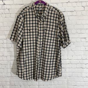 Mens, Carhartt, black/grey plaid, short sleeve shirt - XXL